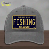 Fishing Delaware Novelty License Plate Hat Unconstructed Cotton / Charcoal