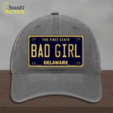 Bad Girl Delaware Novelty License Plate Hat Unconstructed Cotton / Charcoal