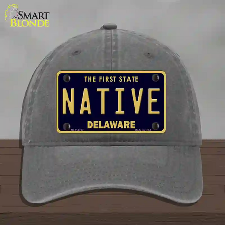 Native Delaware Novelty License Plate Hat Unconstructed Cotton / Charcoal