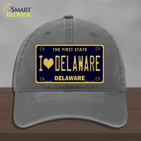 I Love Delaware Novelty License Plate Hat Unconstructed Cotton / Charcoal