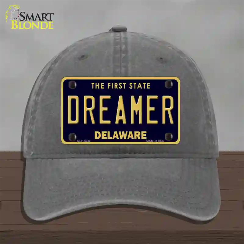 Dreamer Delaware Novelty License Plate Hat Unconstructed Cotton / Charcoal