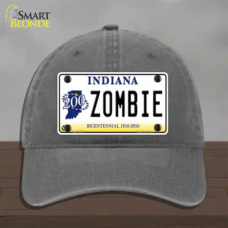 Zombie Indiana Novelty License Plate Hat Unconstructed Cotton / Charcoal