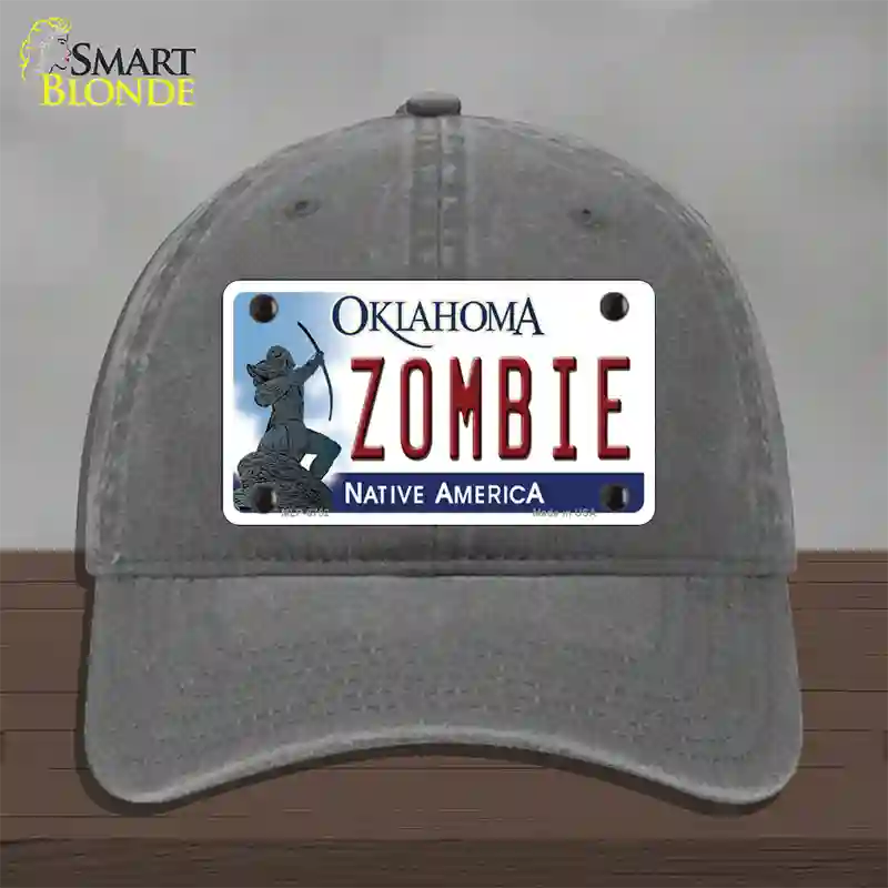 Zombie Oklahoma Novelty License Plate Hat Unconstructed Cotton / Charcoal