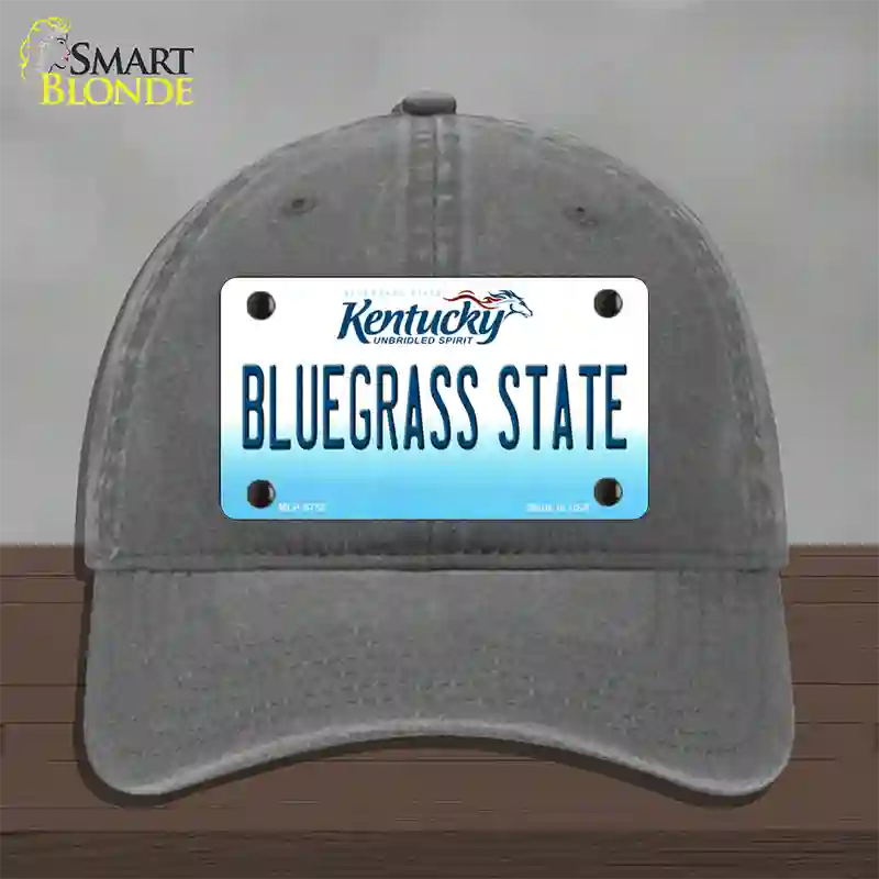 Bluegrass State Kentucky Novelty License Plate Hat Unconstructed Cotton / Charcoal