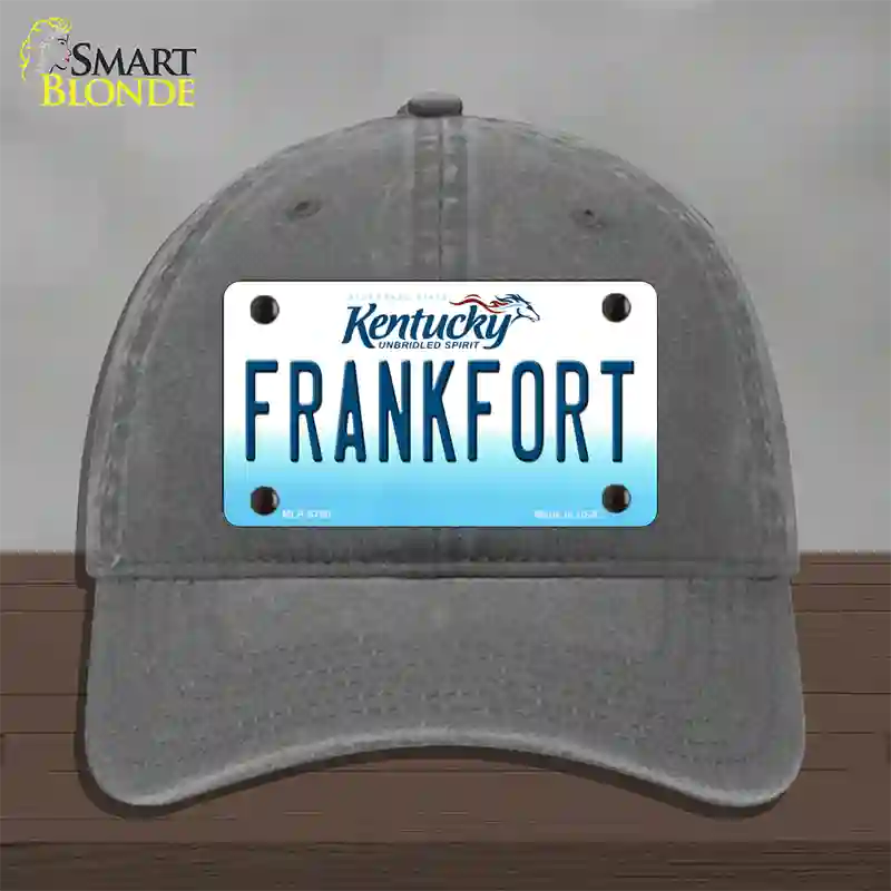 Frankfort Kentucky Novelty License Plate Hat Unconstructed Cotton / Charcoal