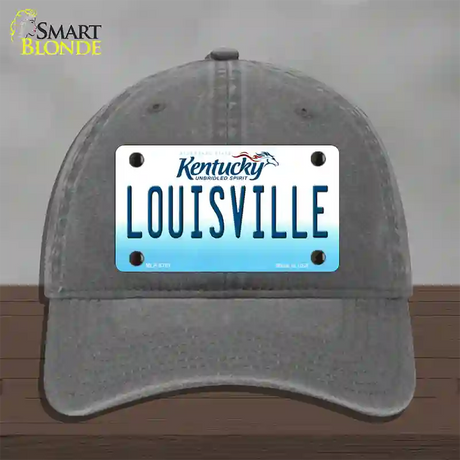 Louisville Kentucky Novelty License Plate Hat Unconstructed Cotton / Charcoal