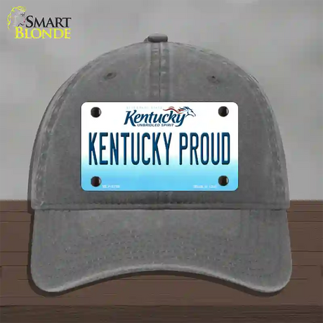 Kentucky Proud Novelty License Plate Hat Unconstructed Cotton / Charcoal