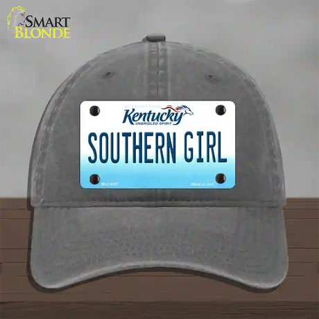 Southern Girl Kentucky Novelty License Plate Hat Unconstructed Cotton / Charcoal