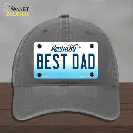 Best Dad Kentucky Novelty License Plate Hat Unconstructed Cotton / Charcoal