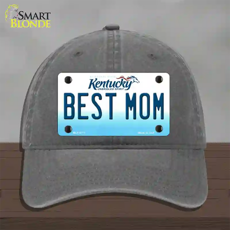 Best Mom Kentucky Novelty License Plate Hat Unconstructed Cotton / Charcoal