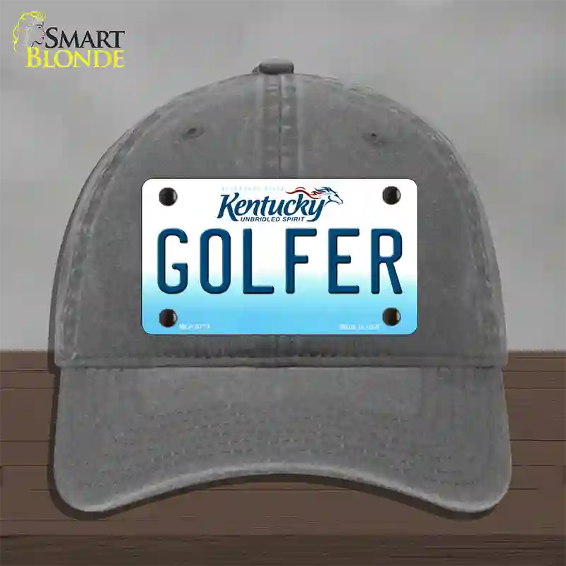 Golfer Kentucky Novelty License Plate Hat Unconstructed Cotton / Charcoal