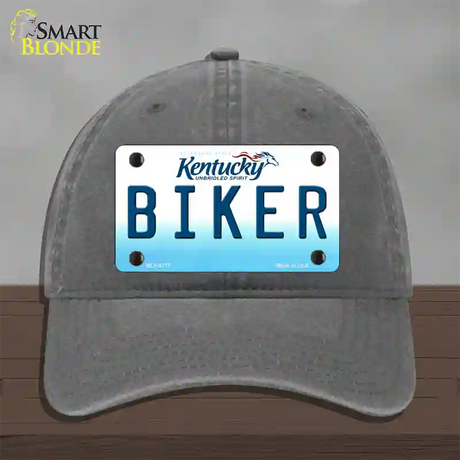 Biker Kentucky Novelty License Plate Hat Unconstructed Cotton / Charcoal