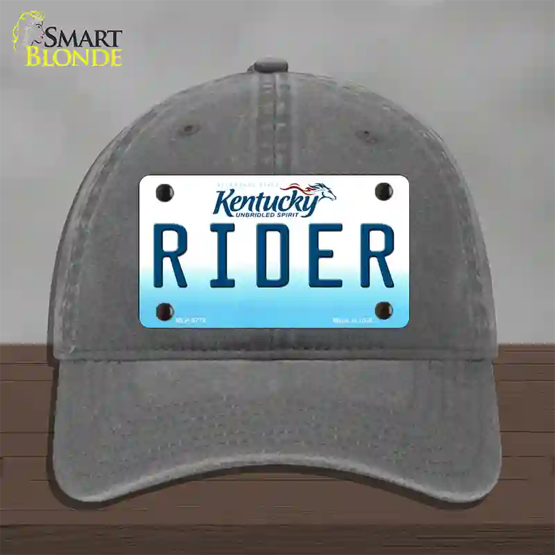 Rider Kentucky Novelty License Plate Hat Unconstructed Cotton / Charcoal