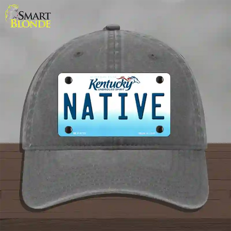 Native Kentucky Novelty License Plate Hat Unconstructed Cotton / Charcoal