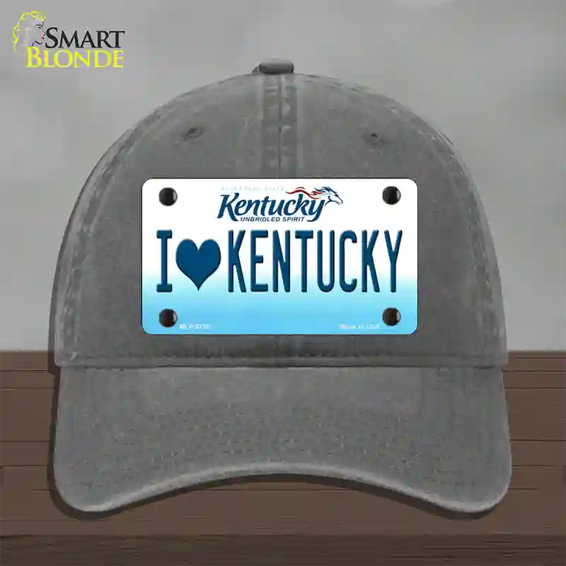 I Love Kentucky Novelty License Plate Hat Unconstructed Cotton / Charcoal