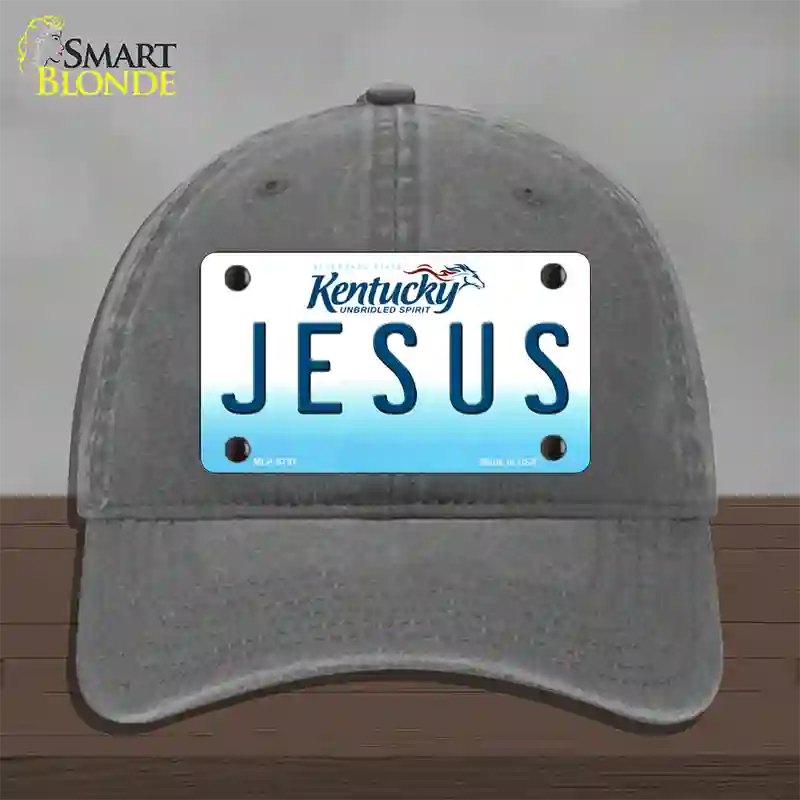 Jesus Kentucky Novelty License Plate Hat Unconstructed Cotton / Charcoal