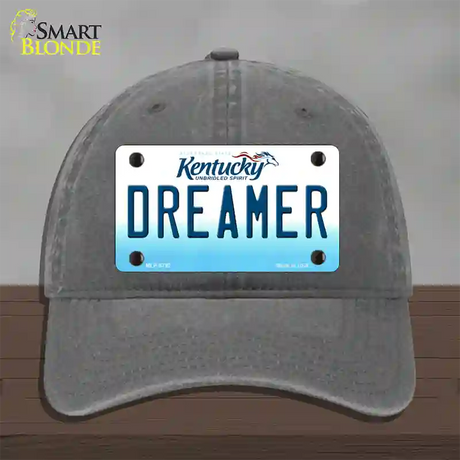 Dreamer Kentucky Novelty License Plate Hat Unconstructed Cotton / Charcoal