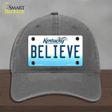 Believe Kentucky Novelty License Plate Hat Unconstructed Cotton / Charcoal