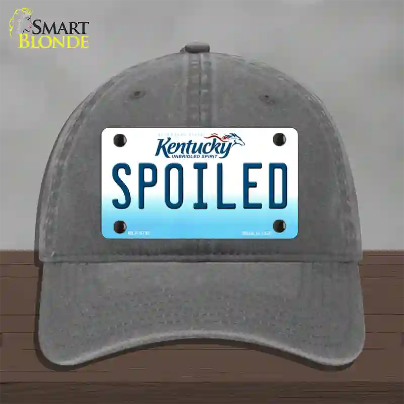 Spoiled Kentucky Novelty License Plate Hat Unconstructed Cotton / Charcoal