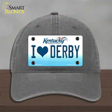 I Love Derby Kentucky Novelty License Plate Hat Unconstructed Cotton / Charcoal