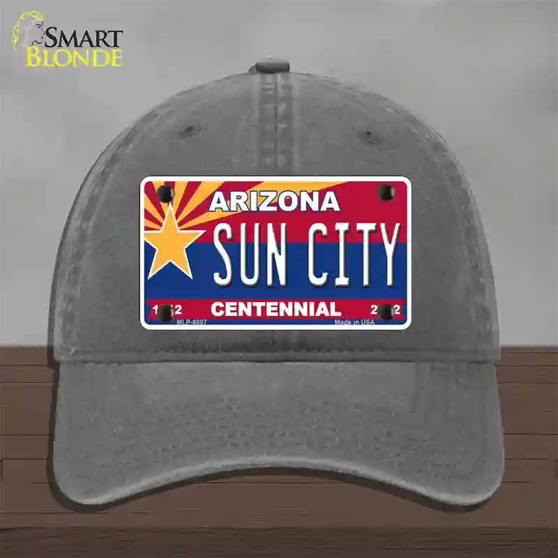 Arizona Centennial Sun City Novelty License Plate Hat Unconstructed Cotton / Charcoal