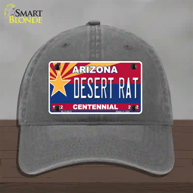 Arizona Centennial Desert Rat Novelty License Plate Hat Unconstructed Cotton / Charcoal