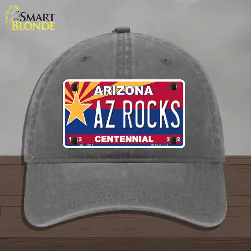 Arizona Centennial Az Rocks Novelty License Plate Hat Unconstructed Cotton / Charcoal