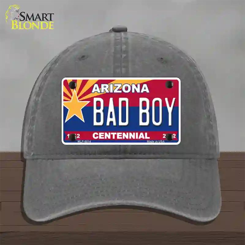 Arizona Centennial Bad Boy Novelty License Plate Hat Unconstructed Cotton / Charcoal