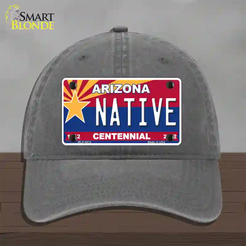 Arizona Centennial Native Novelty License Plate Hat Unconstructed Cotton / Charcoal