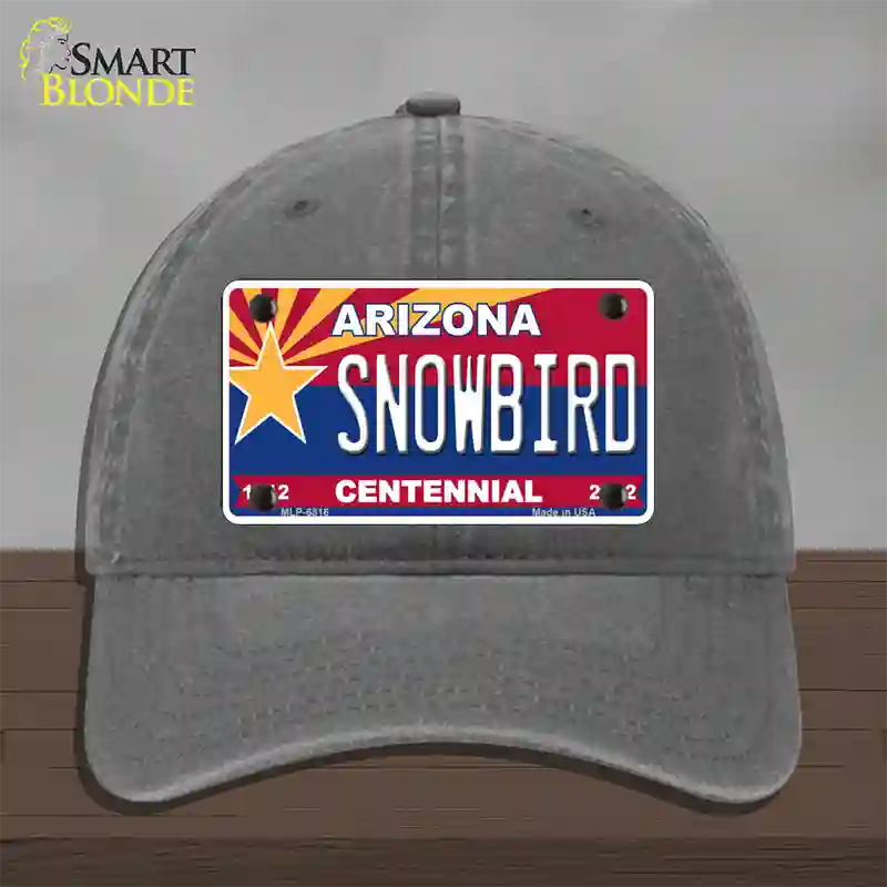 Arizona Centennial Snowbird Novelty License Plate Hat Unconstructed Cotton / Charcoal