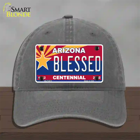 Arizona Centennial Blessed Novelty License Plate Hat Unconstructed Cotton / Charcoal