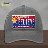 Arizona Centennial Believe Novelty License Plate Hat Unconstructed Cotton / Charcoal