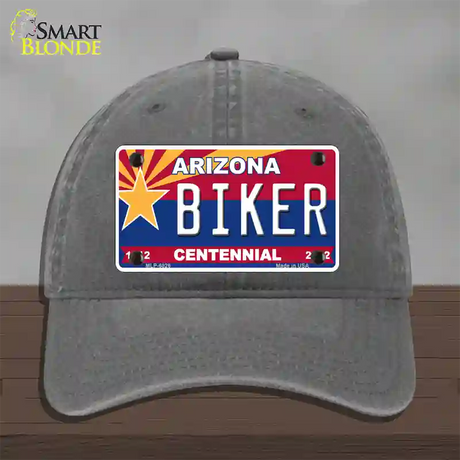 Arizona Centennial Biker Novelty License Plate Hat Unconstructed Cotton / Charcoal