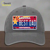 Arizona Centennial Best Dad Novelty License Plate Hat Unconstructed Cotton / Charcoal