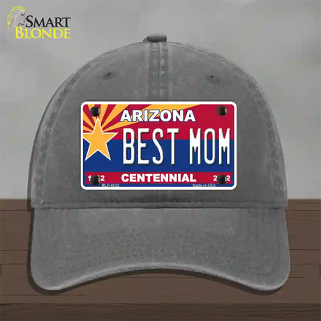 Arizona Centennial Best Mom Novelty License Plate Hat Unconstructed Cotton / Charcoal