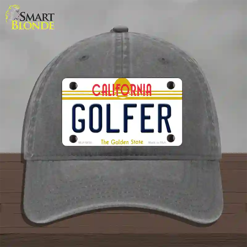 Golfer California Novelty License Plate Hat Unconstructed Cotton / Charcoal