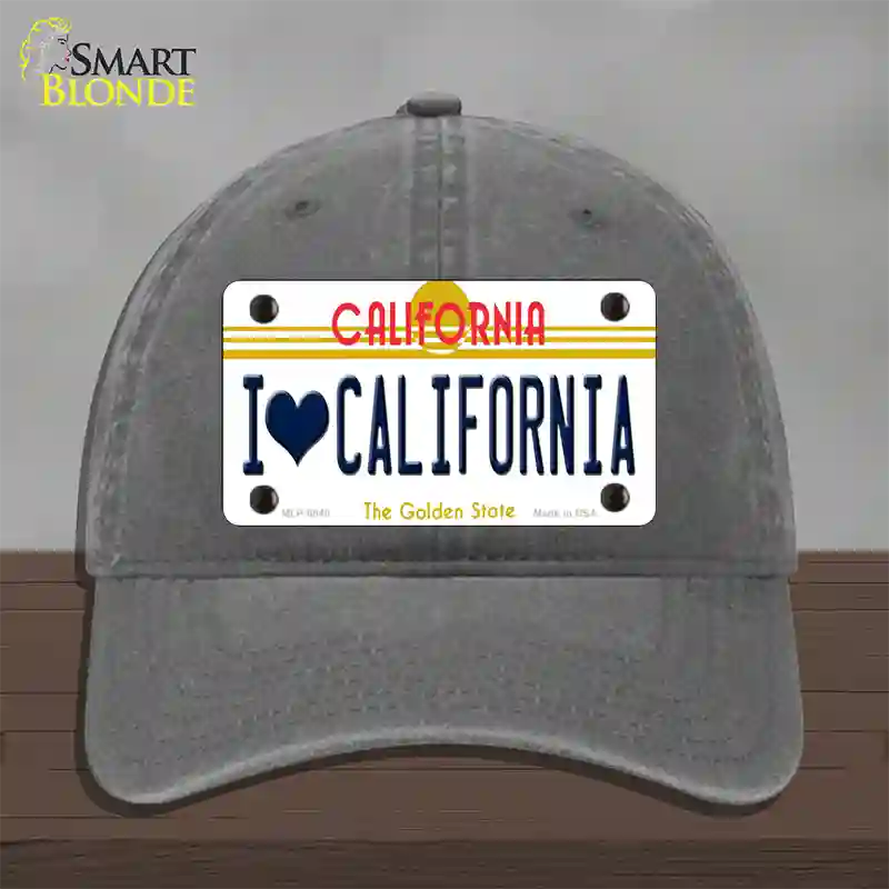 I Love California Novelty License Plate Hat Unconstructed Cotton / Charcoal