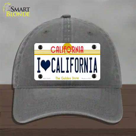 I Love California Novelty License Plate Hat Unconstructed Cotton / Charcoal