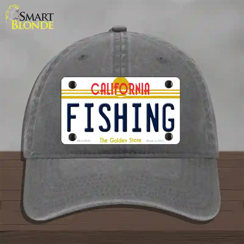 Fishing California Novelty License Plate Hat Unconstructed Cotton / Charcoal