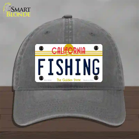 Fishing California Novelty License Plate Hat Unconstructed Cotton / Charcoal