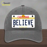 Believe California Novelty License Plate Hat Unconstructed Cotton / Charcoal