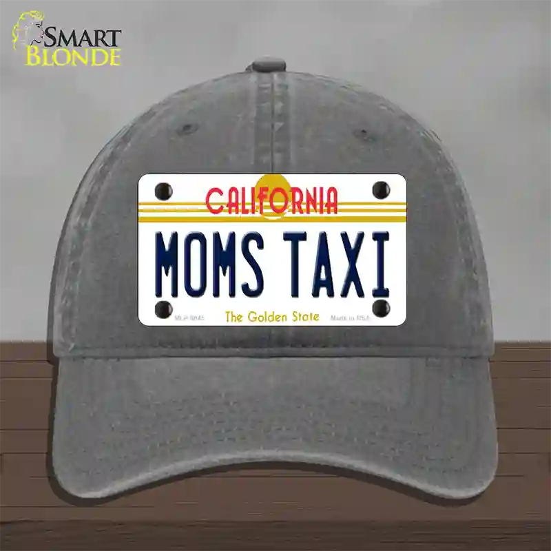 Moms Taxi California Novelty License Plate Hat Unconstructed Cotton / Charcoal