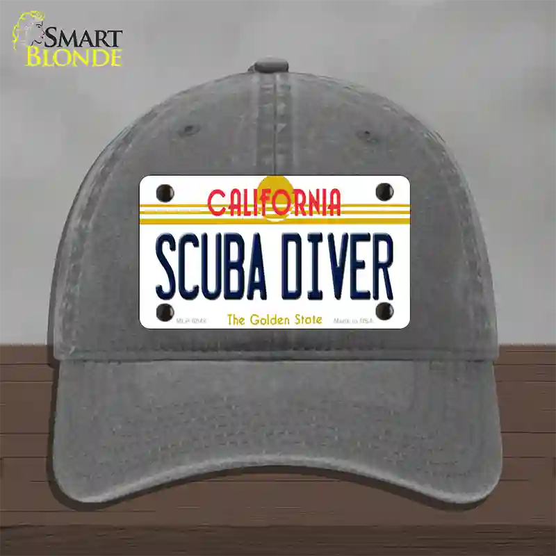 Scuba Diver California Novelty License Plate Hat Unconstructed Cotton / Charcoal