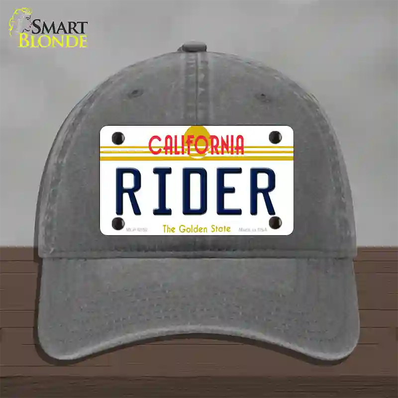 Rider California Novelty License Plate Hat Unconstructed Cotton / Charcoal