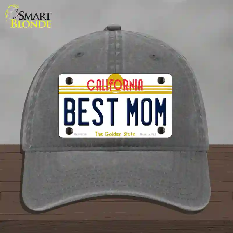 Best Mom California Novelty License Plate Hat Unconstructed Cotton / Charcoal