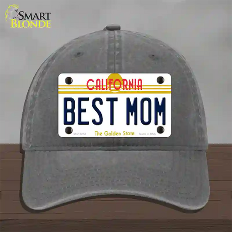 Best Mom California Novelty License Plate Hat Unconstructed Cotton / Charcoal