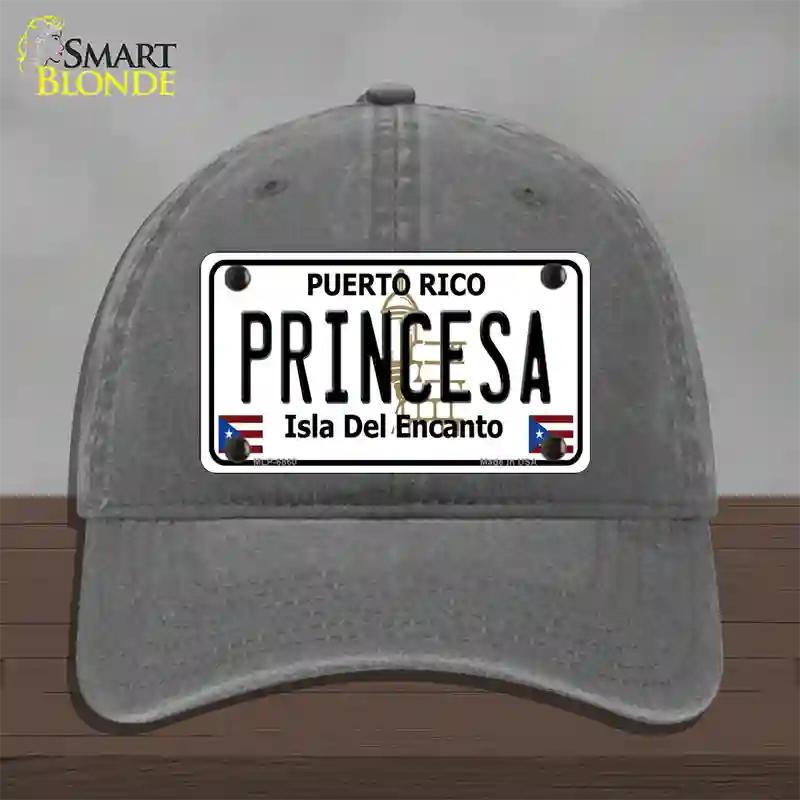 Princesa Puerto Rico Novelty License Plate Hat Unconstructed Cotton / Charcoal