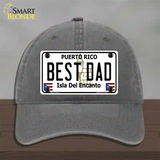 Best Dad Puerto Rico Novelty License Plate Hat Unconstructed Cotton / Charcoal