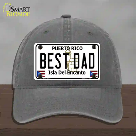 Best Dad Puerto Rico Novelty License Plate Hat Unconstructed Cotton / Charcoal