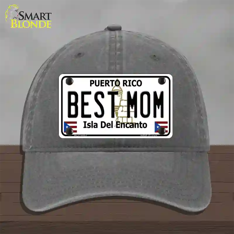 Best Mom Puerto Rico Novelty License Plate Hat Unconstructed Cotton / Charcoal